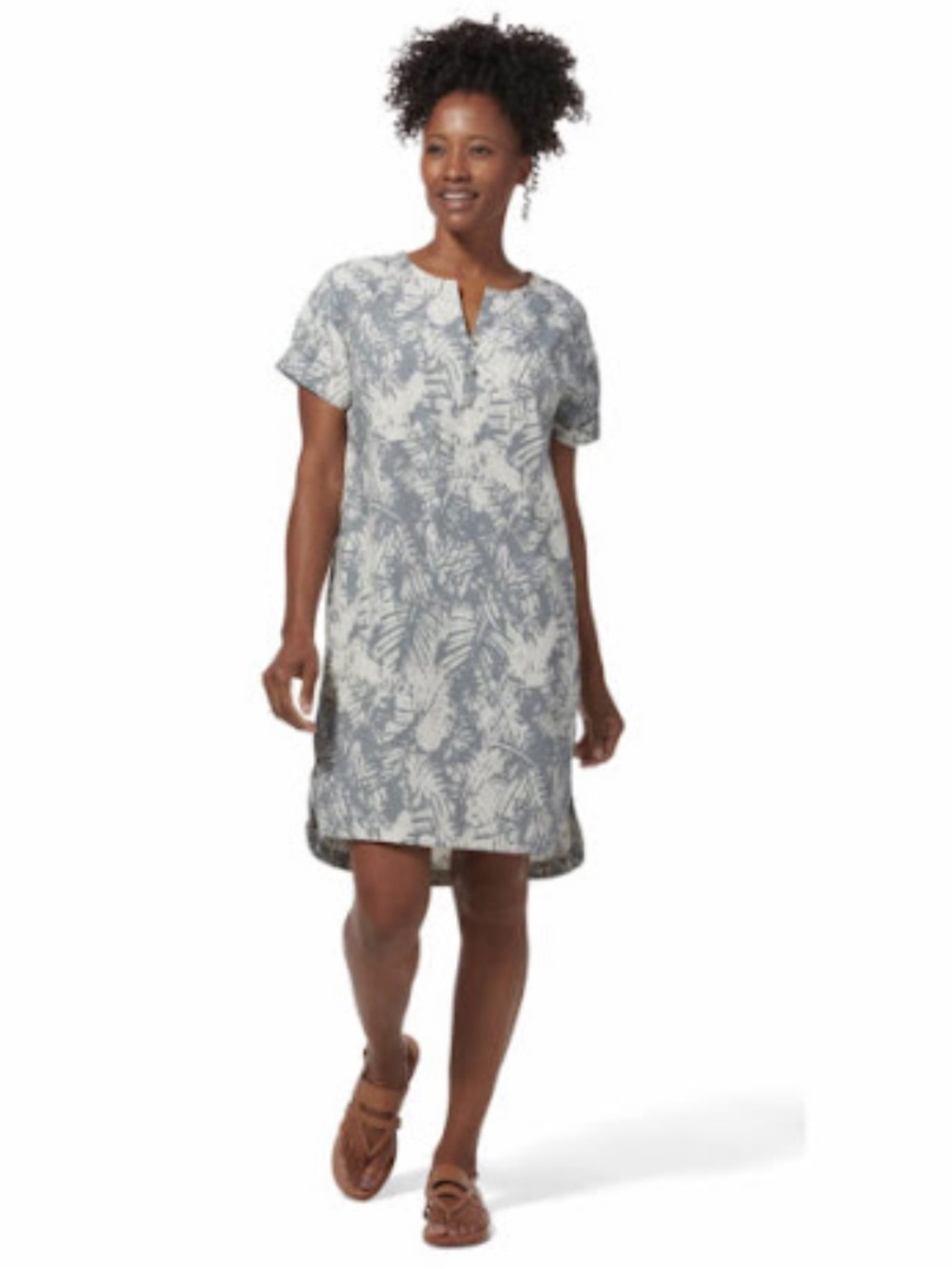 Royal Robbins Navy and White Tropical-Print Bergen Dress
